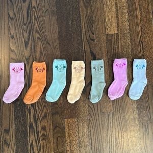 7 Pairs of Colorful Disney Little Girl (3-5) Socks